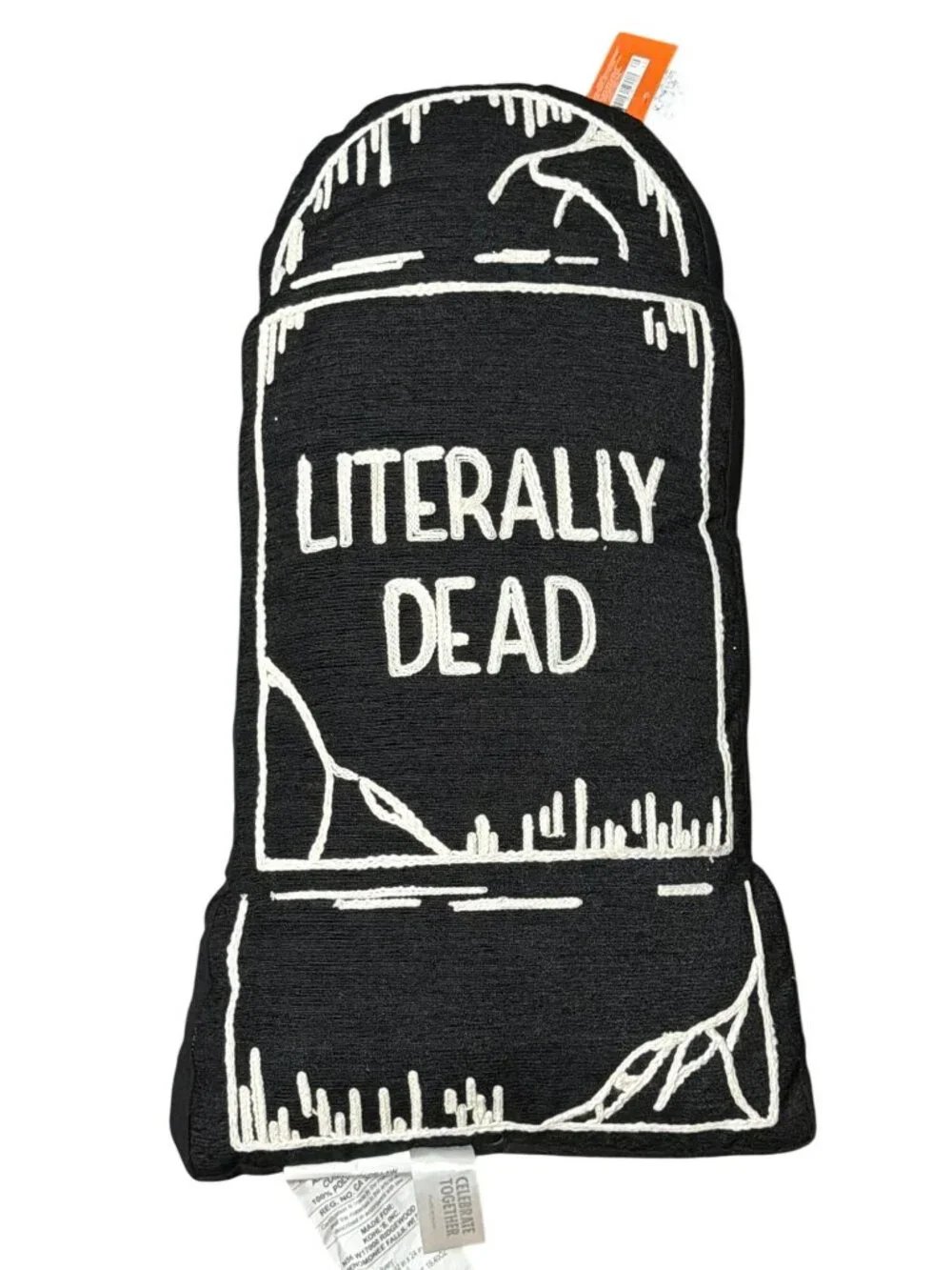 Black Literally Dead Decorative 12x24 Pillow Tombstone Halloween